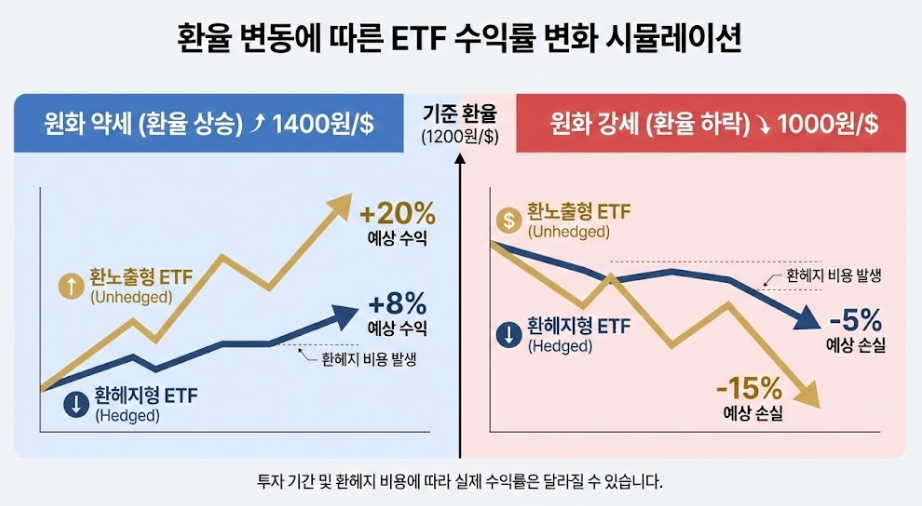 ETF 환헤지 환노출 차이 개념 비교