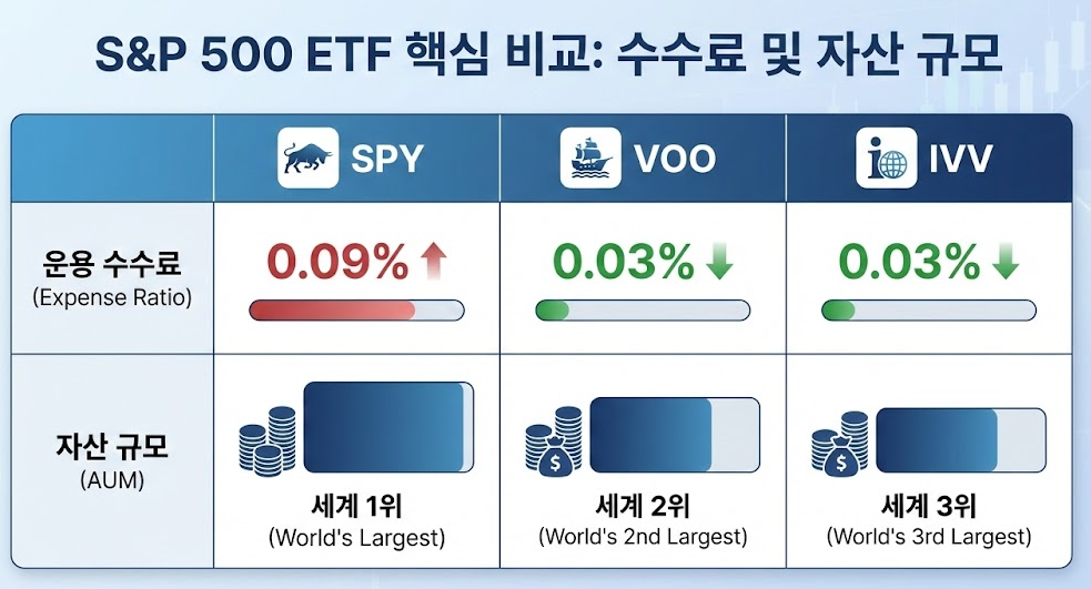 S&P 500 ETF 수수료 비교 차트