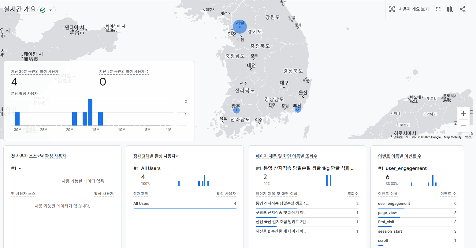 카페24 구글 애널리틱스 GA4 대시보드 화면 예시